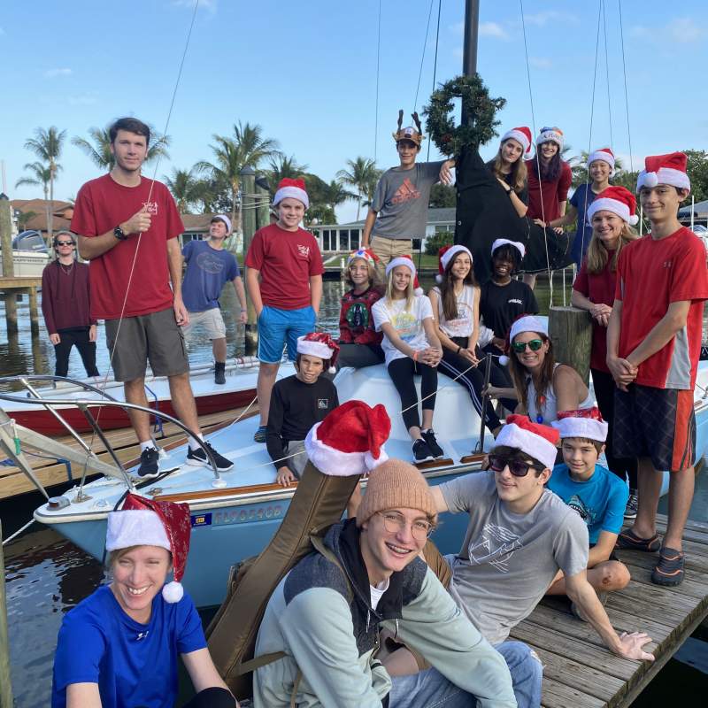Ready to sail to an island for the Christmas Party
